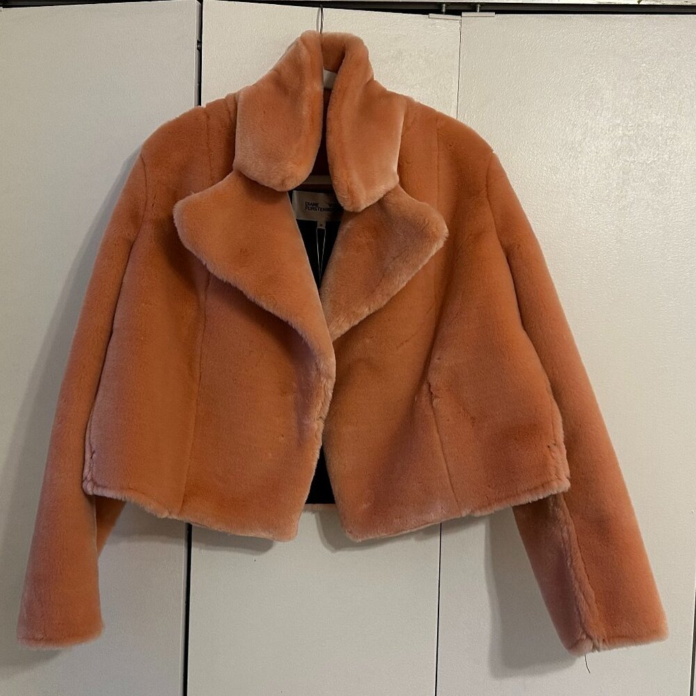 Gorgeous Super Soft Diane Von Furstenberg DVF Faux Fur Coat (NWT)